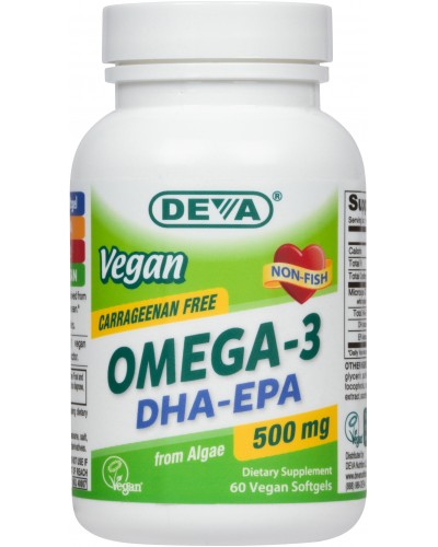 Vegan 500 mg Potency Omega-3 DHA-EPA Carrageenan-Free Veg-Softgels